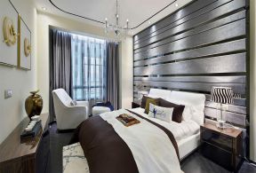 南京现代风格新房卧室床头背景墙装修设计图