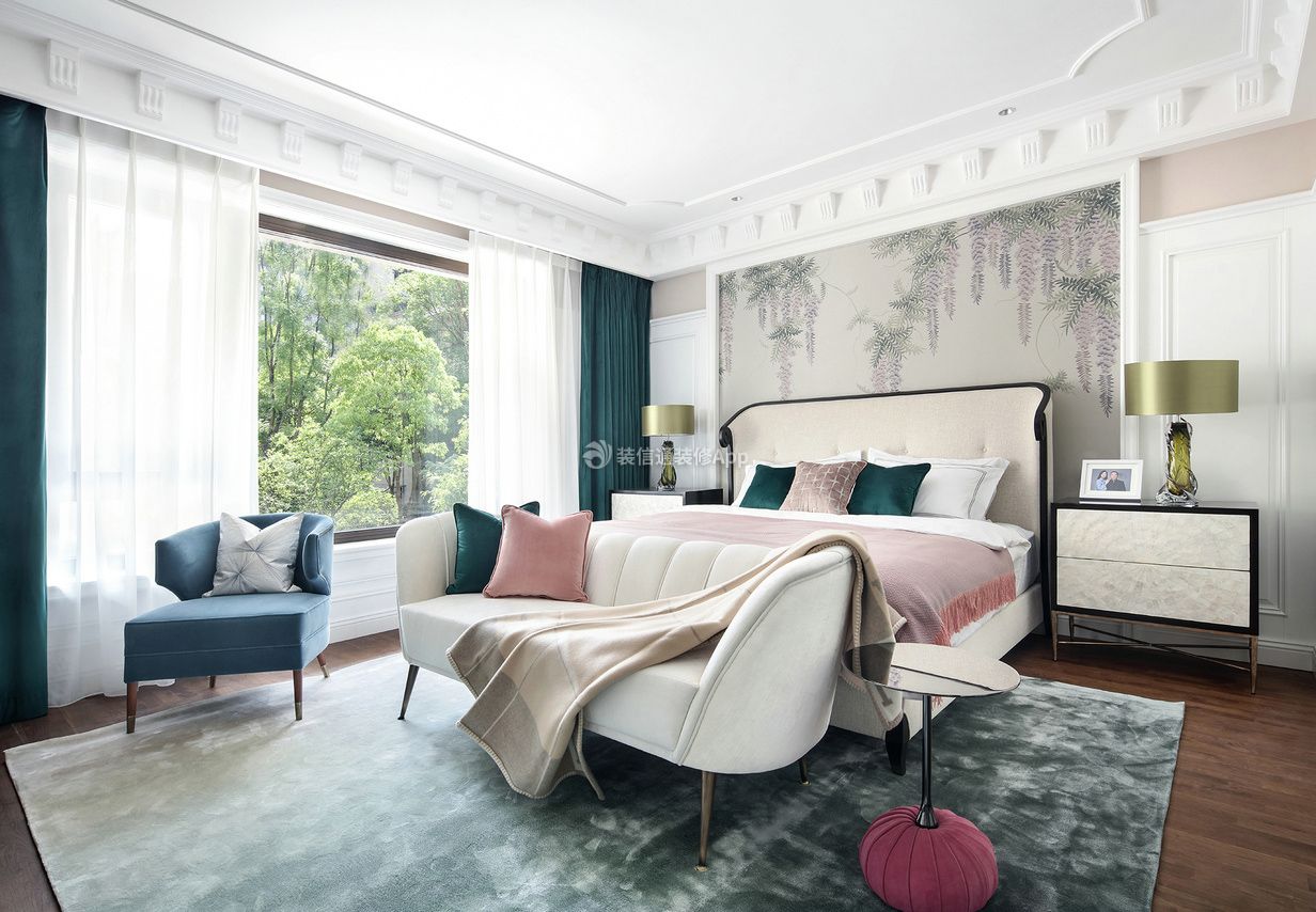 2023上海法式风格别墅卧室沙发装修效果图