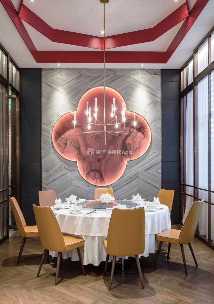 北京餐饮饭店包间背景墙设计造型图片