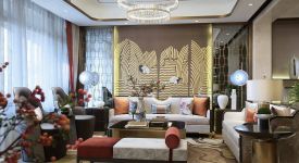 色彩搭配鮮艷的簡(jiǎn)約風(fēng)格裝修，沙發(fā)墻裝金屬吊柜，櫥柜造型真特別