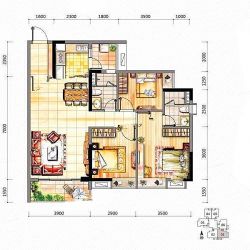 建面106平01户型 3室2厅2卫