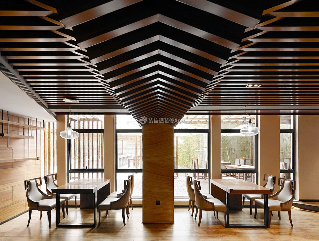 广州特色酒店餐厅生态木吊顶装修设计图