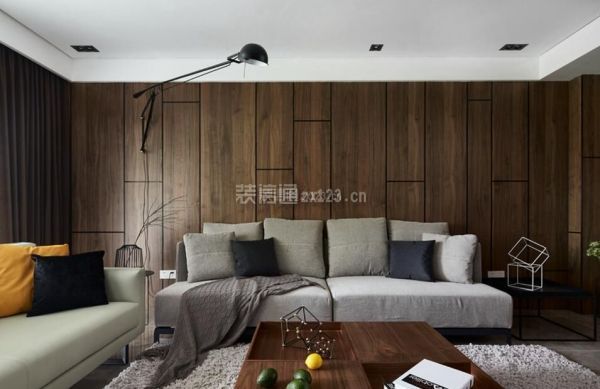 客厅木质背景墙图片