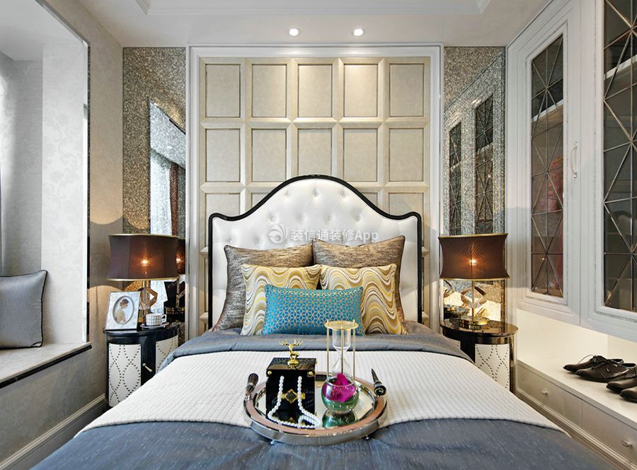 昆明欧式样板房卧室床头造型装修设计图