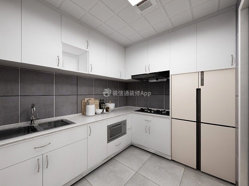 现代风格135平米四居室厨房橱柜装修效果图