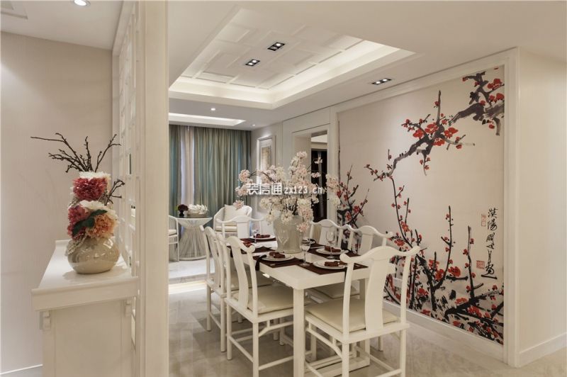 蓝光雍锦园新中式风格139平米四居室装修案例
