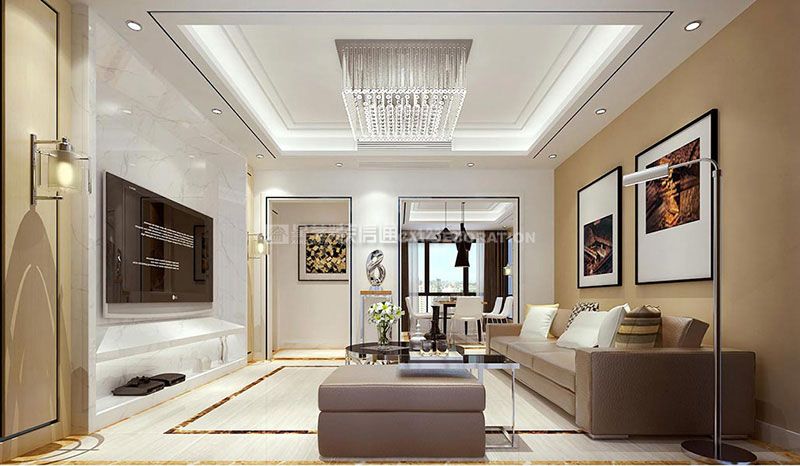 客厅吊顶装修现代效果图 客厅吊灯效果图