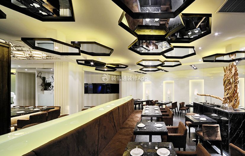 昆明主题餐厅天花板吊顶装修设计图