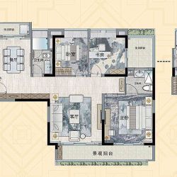 C户型 3室2厅2卫 约120平米