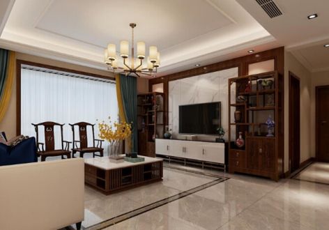 亮丽家园140㎡新中式风格三居室装修案例