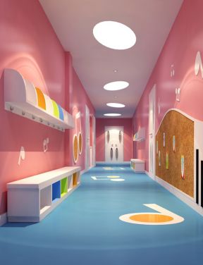 幼儿园走廊设计效果图 幼儿园走廊装饰 幼儿园走廊装修图