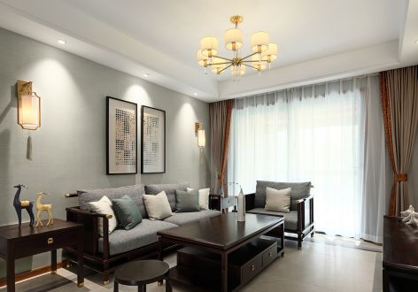  盛煌·南城国际123平米三居室中式风格装修案例
