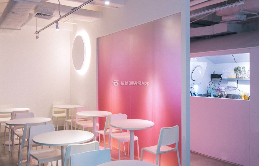 南宁网红餐厅粉色墙面装修效果图