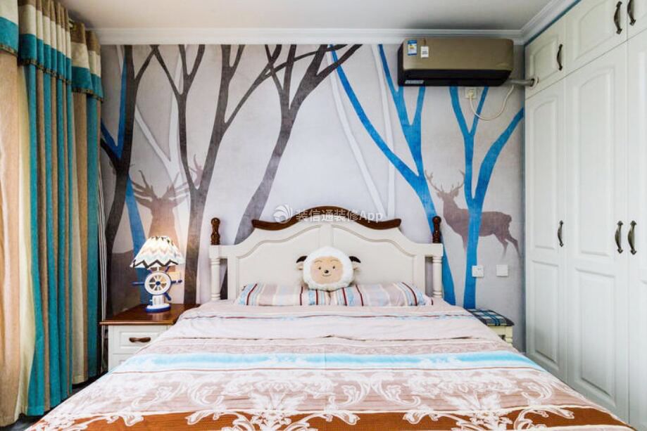 厦门小户型地中海风格卧室壁纸装修图片