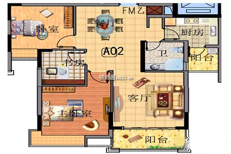 115㎡户型图 4室2厅2卫