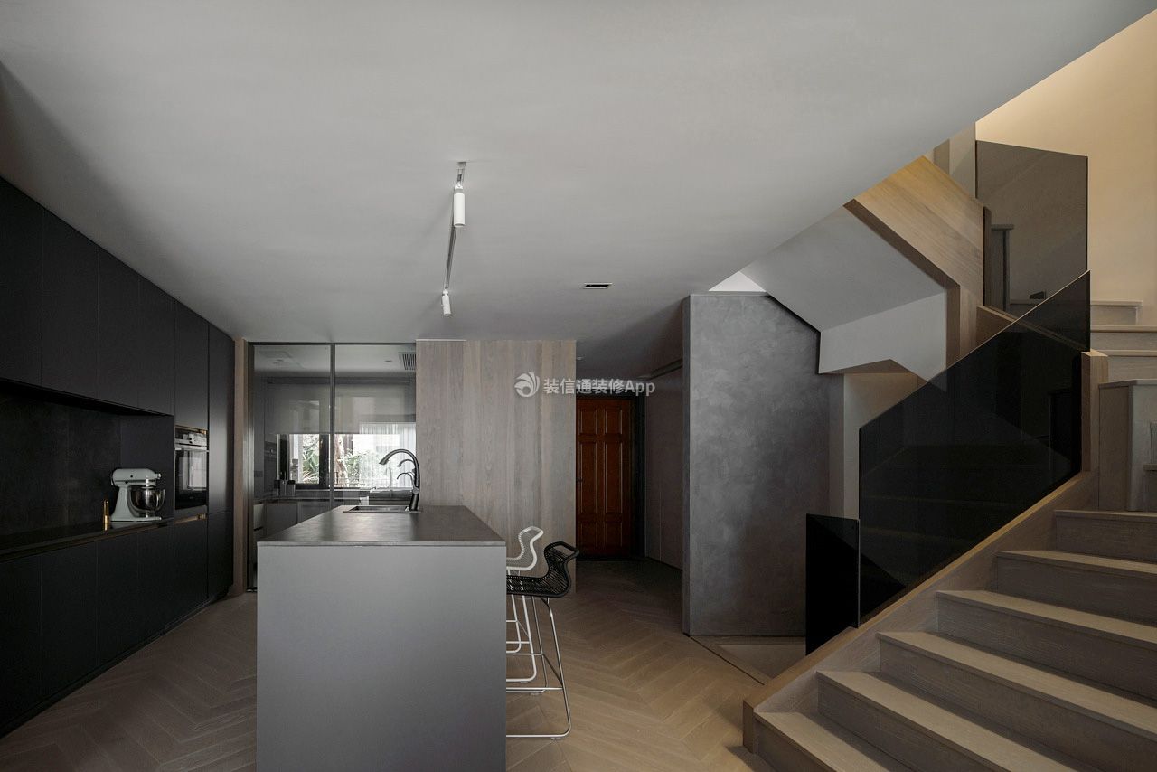 南宁现代风格复式楼开放式厨房设计效果图