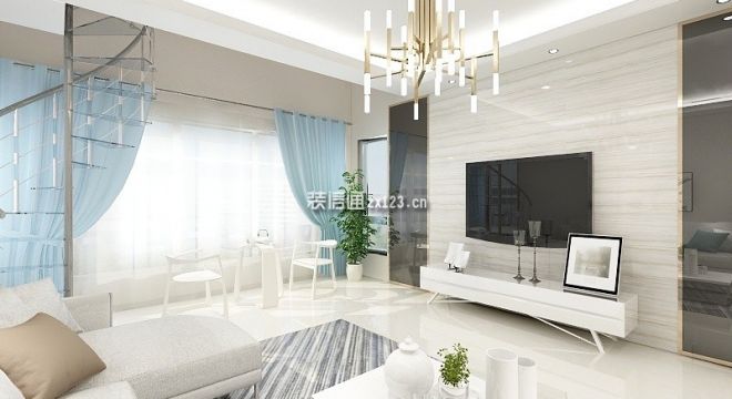 蓝锡海悦110平三居室现代简约风格装修案例