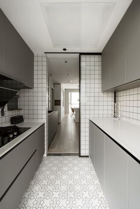 厨房地砖效果图 厨房地砖图片  简约厨房装饰效果图