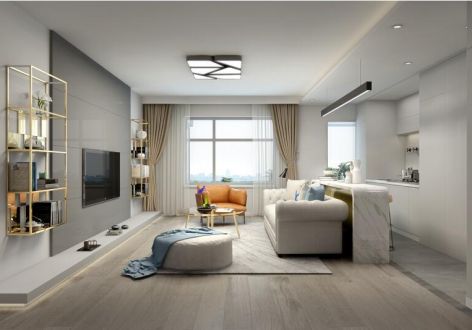 白桦林印象123平米三居室简欧风格装修案例