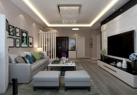 新洲·光SOHO132平米轻奢风格三居室装修效果图