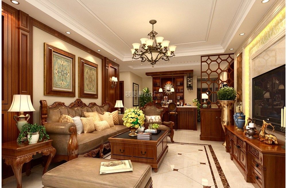美式客厅设计效果图 美式客厅装修案例