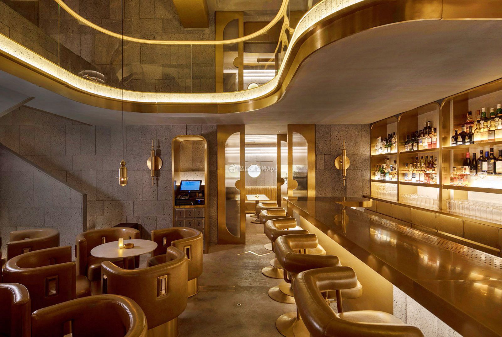 上海时尚酒吧吧台设计装修图片2023