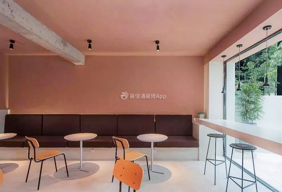 上海咖啡厅粉色墙面装修设计图片