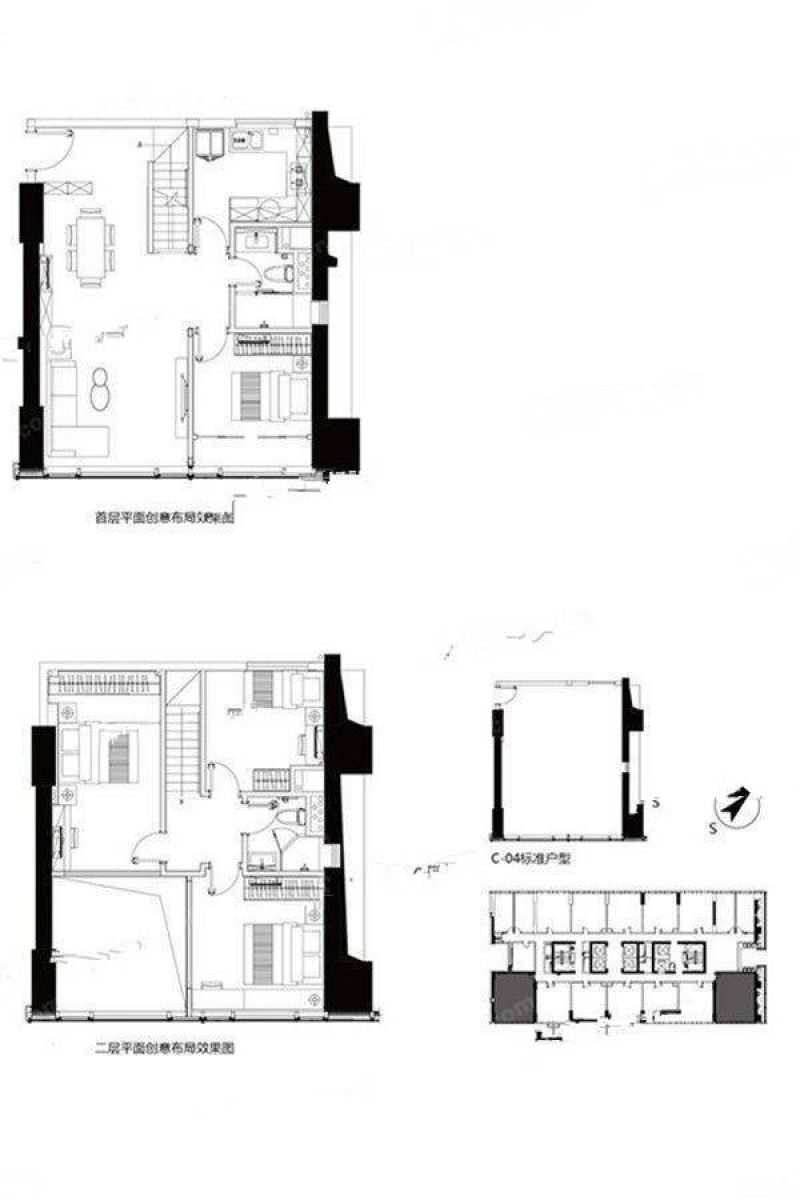 建面93平户型图 4室3厅2卫