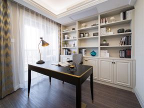 武汉美式风格家庭书房整体书柜设计