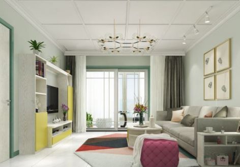 金鹰小区85平二居室现代简约风格装修案例