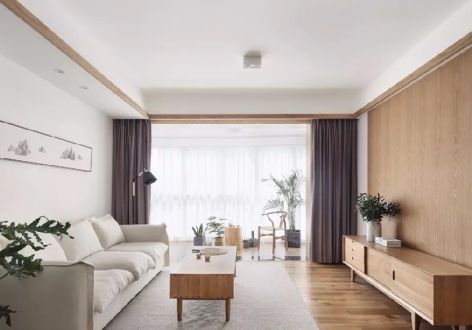 金峰金岸国际150平四居室日式原木风格装修案例