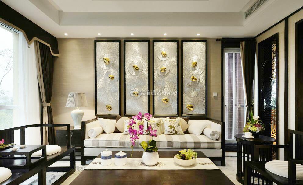 2023古典中式别墅客厅沙发设计效果图片