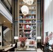 2023中式别墅客厅沙发背景墙柜设计欣赏