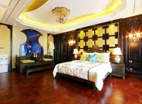2023古典中式别墅卧室实木地板装修设计