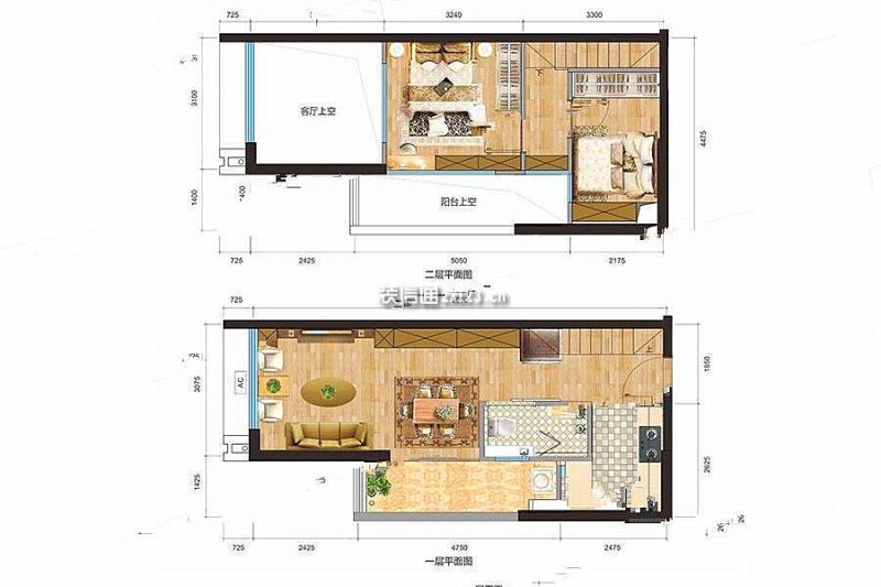 51平方户型 2室2厅1卫