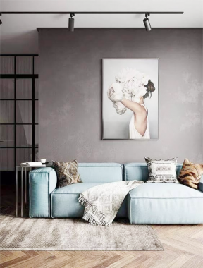 蓝色布艺沙发 客厅沙发背景墙设计 布艺沙发设计图