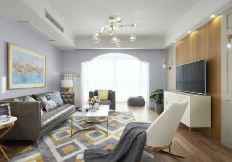 万科悦湾130平米三居室轻奢风格装修案例