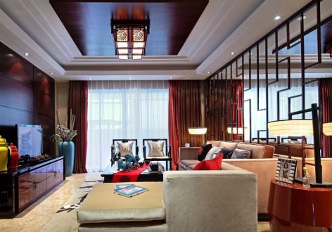 中海国际社区140平米豪宅新中式风格装修案例
