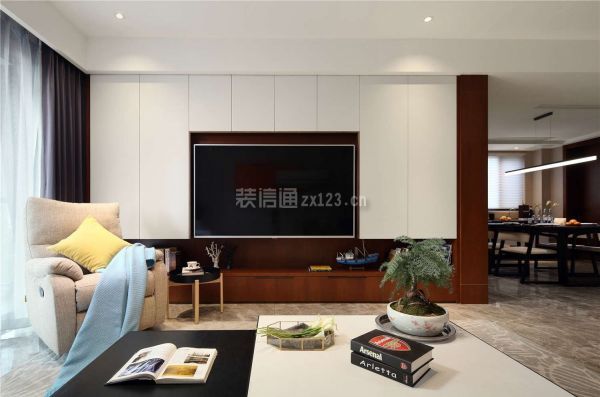 眉山新中式风格电视墙装修效果图