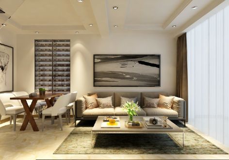 富力悦山湖现代两居室76平米装修设计案例
