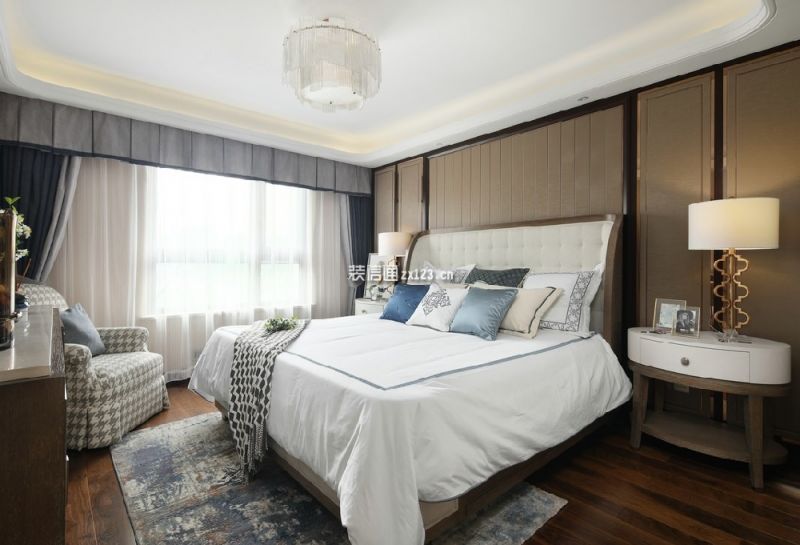 蓉湖山水美式风格138平米三居室装修案例