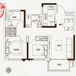 准点购户型 3室2厅1卫 约94平米