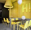 武汉奶茶店黄色背景墙装修设计图