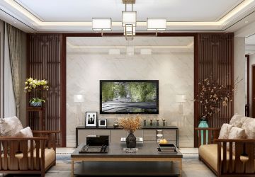 龙城国际中式风格140平米三居室装修案例