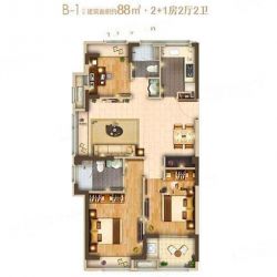 B-1户型 88平 3室2厅2卫
