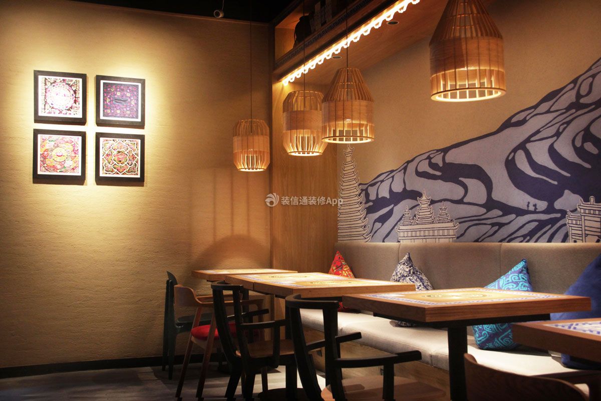 武汉饭店餐厅背景墙装修装饰图