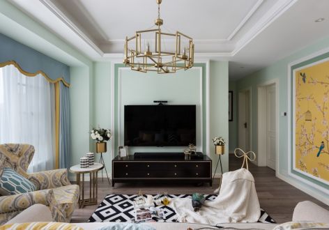 泊林印象美式风格120平米三居室装修案例