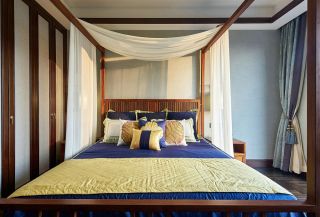 广州中式风格房子卧室床装修效果图