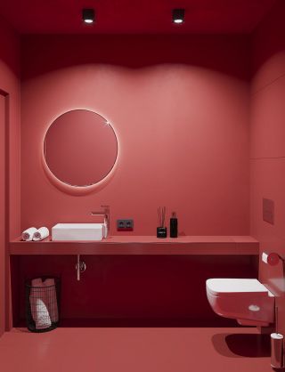 家庭卫生间红色系设计效果图