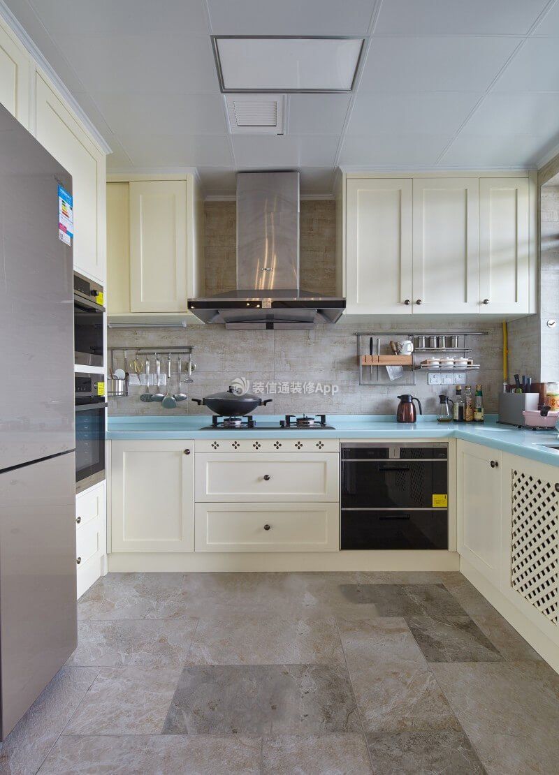 无锡150平米美式家庭厨房吊柜装修效果图